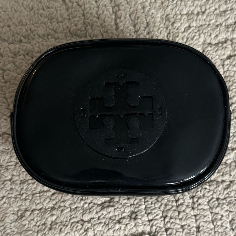 Tory Burch Cosmetic Bag, Pouch, Black, Patent, Never Used, New